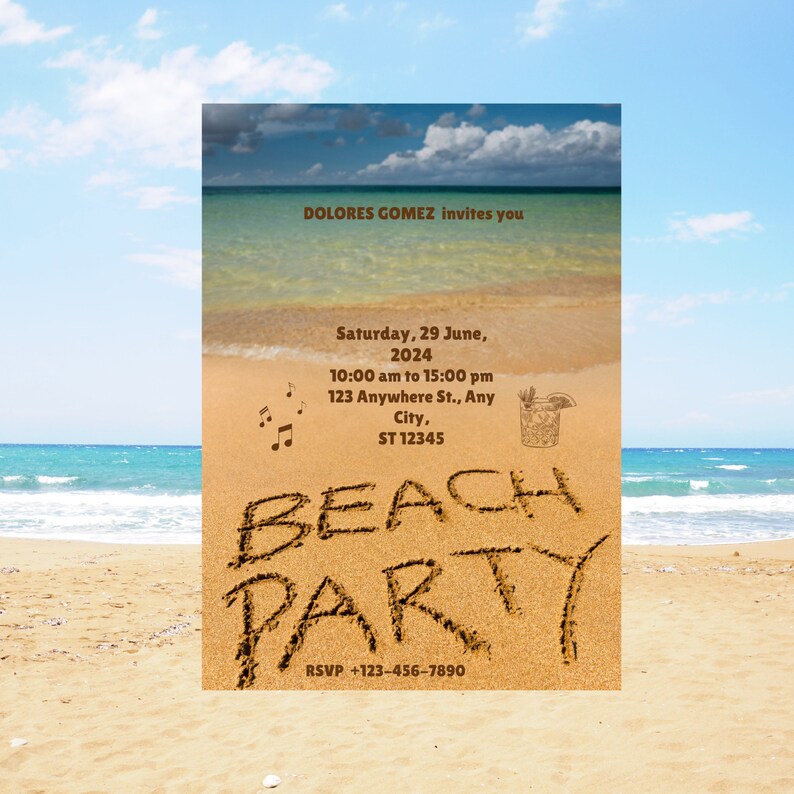 Beach Party Invitation Template Lets Celebrate Beach Invite Printable ...