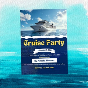 Cruise Party invite, Yacht invitation, Boat Party invitation, Instant Download, Editable invite Yacht Party, Personalized invite, printable