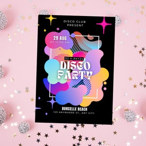 Editable Disco Party Invitation, Disco Party, Personalized invitation, Dance Party Instant Download, Disco Birthday invitation, Party invite