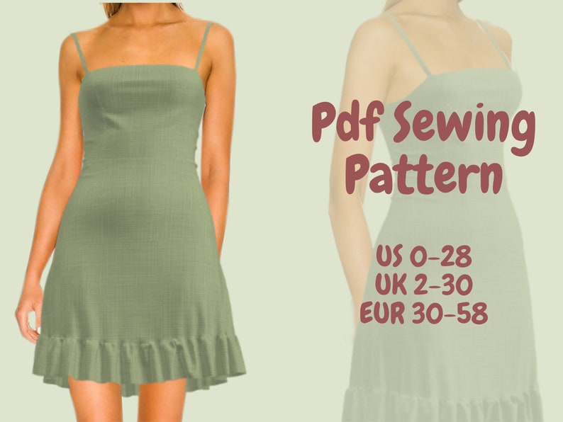 Spaghetti Strap Dress Pattern Full Size PDF Etsy