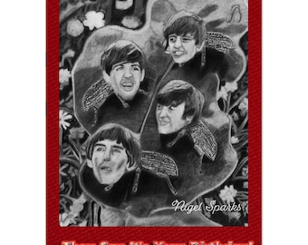 The Beatles Birthday Card, Surreal Insect Art, Funny Birthday (Pack of 10)