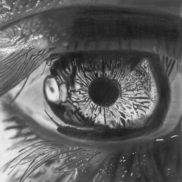 Eye, Pencil Drawing Print, Graphite drawing, Digital Downloads, Realistic Drawing