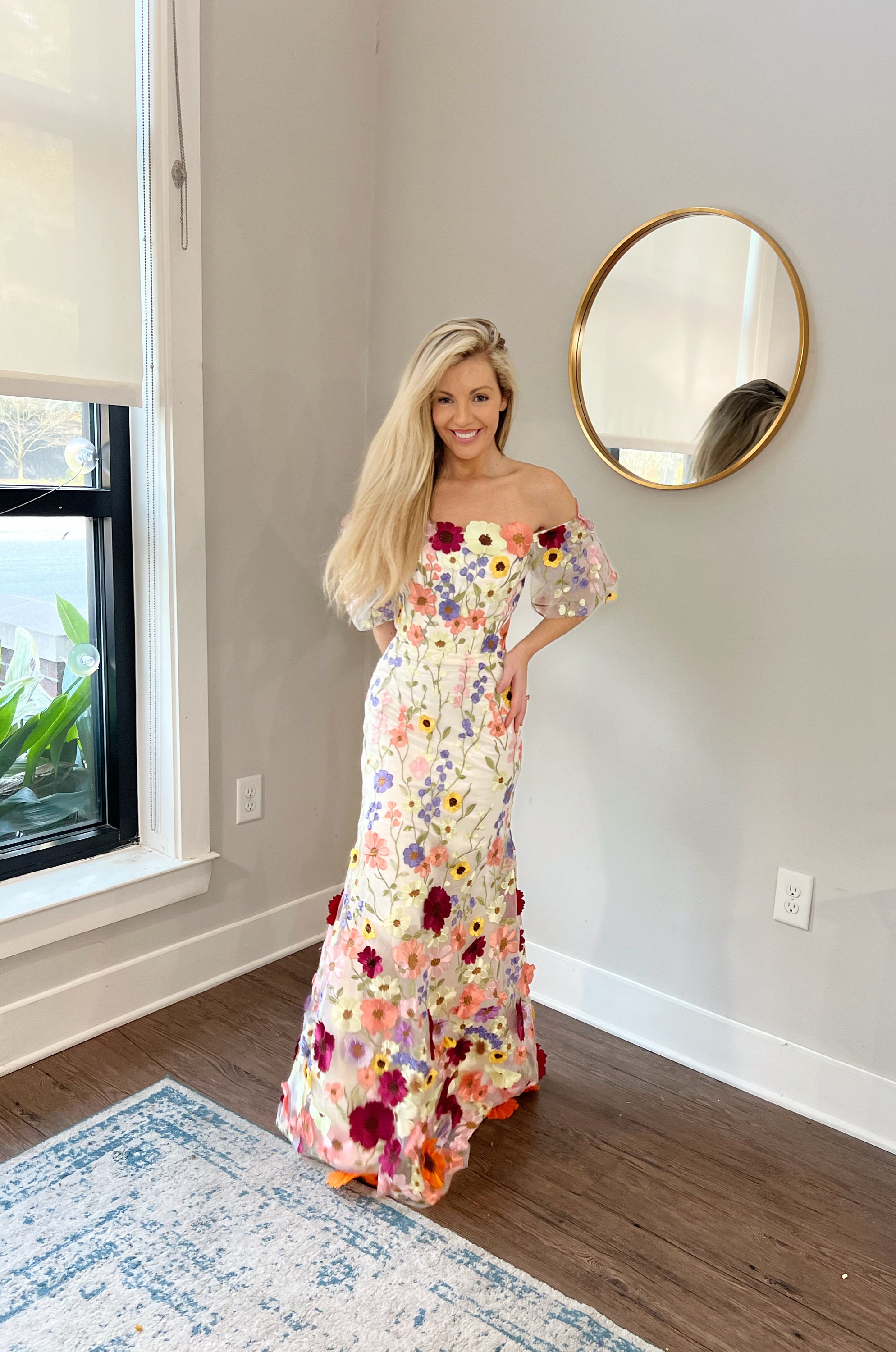 Floral applique maxi dress best sale