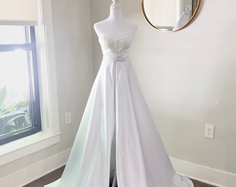 Detachable Satin Bridal Skirt, Removable Satin Wedding Train, Custom Color Wedding Belted Wedding Train, Shiny Wedding Skirt