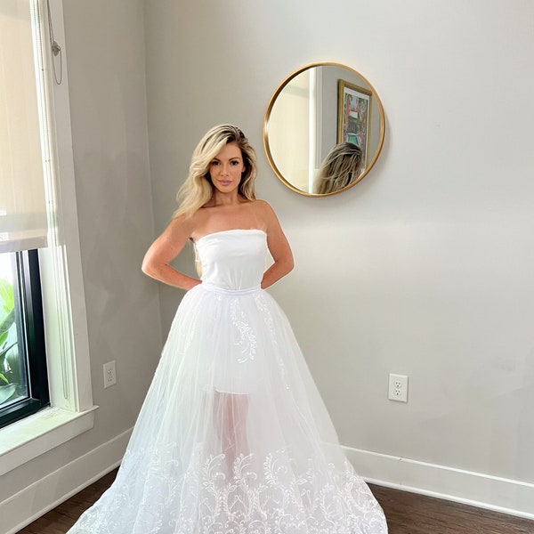 Wedding Train Only Length Skirt Bridal Overskirt With Train Flowy