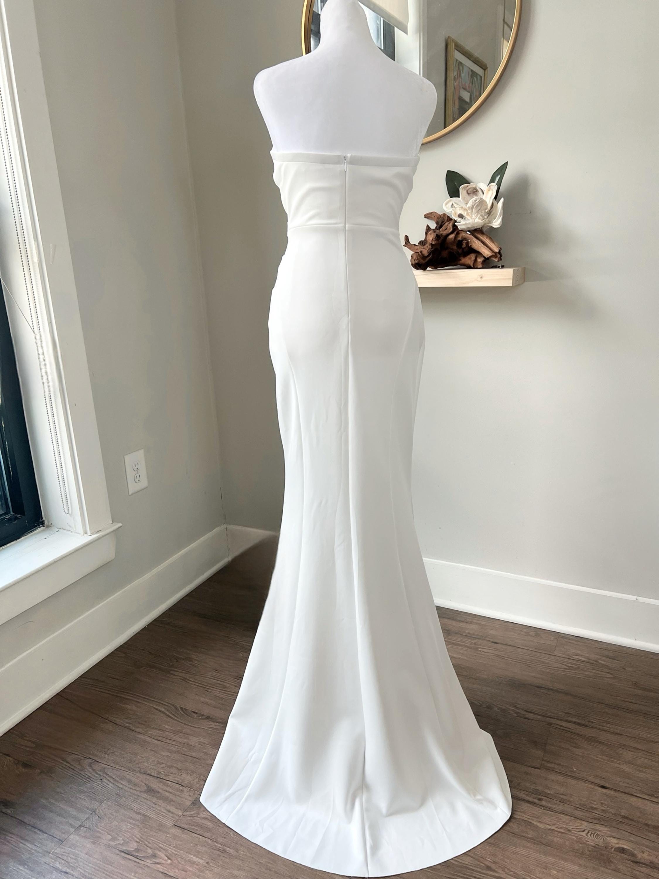 Elegant Wedding Dress with Beaded Sweetheart Neckline | Fitted Bridal Gown | Modern Wedding Dress | Stretch Wedding Gown