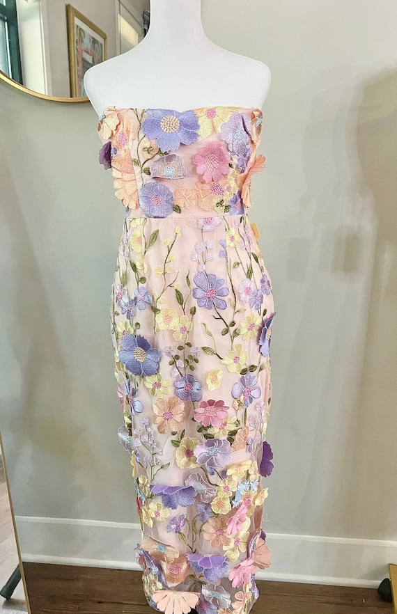 slim fit dress slacks Juliet JT2739S Long Prom Dress Pastel Yellow Floral / 8 main image 0