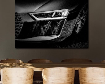 Huge 1-Piece R8 Car Wall Art on Canvas - German Supercar R8 Picture Print Poster Large Sports Car Print