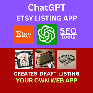 ChatGPT Etsy-listningsmall, AI uppmanar automatiserad applikation för SEO-optimerade taggar, titel och beskrivning, klart att använda Etsy SEO-verktyg