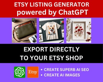 ChatGPT-4 Etsy listing Generator App, SEO-optimized Etsy Tags, Title and Description Maker, Etsy SEO listing Tool, SEO Ai, Etsy Rank Checker