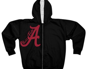 Alabama voetbal | Rol tij ritssluiting | Unisex-hoodie met rits (AOP)