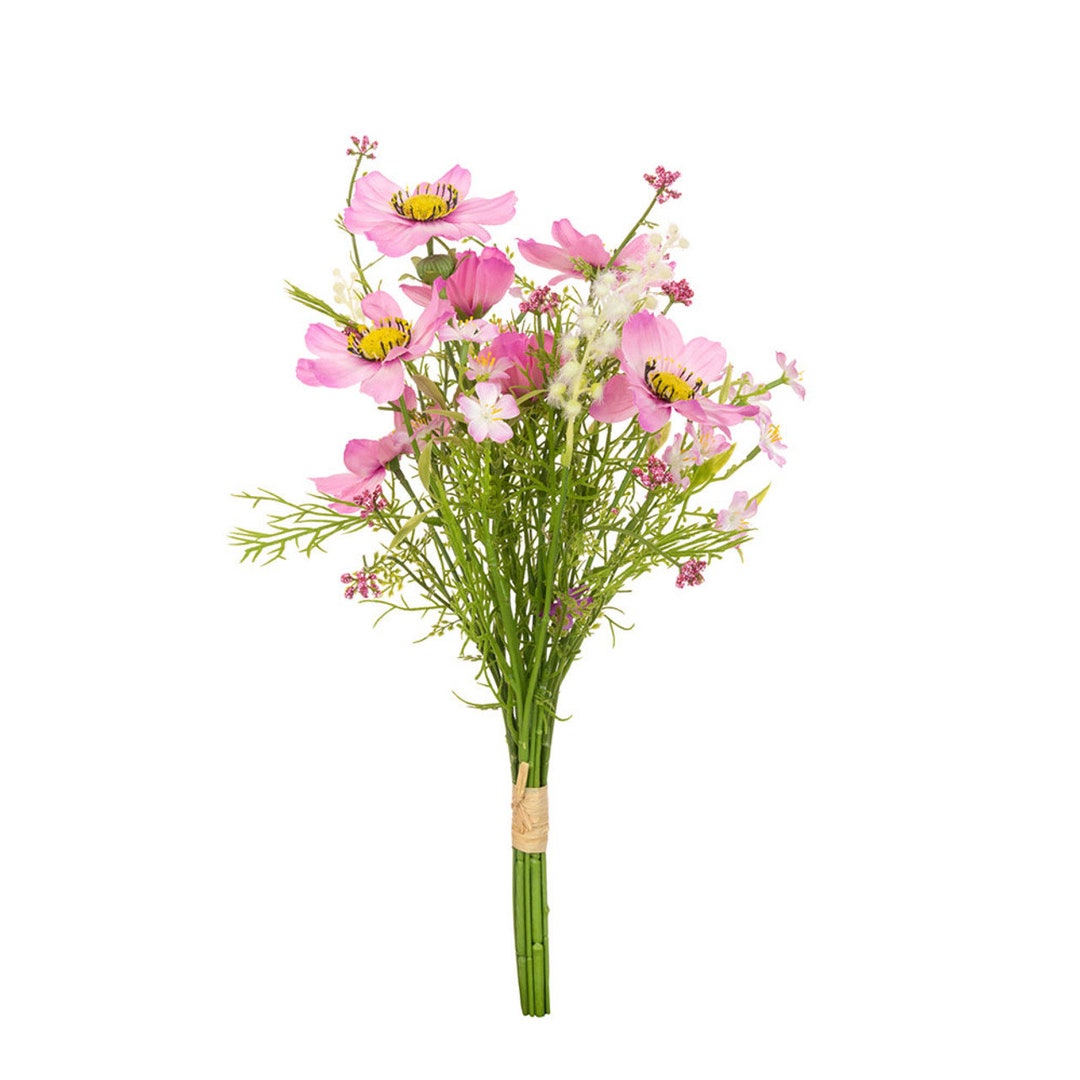 Pink Cosmos Artificial Meadow Flower and Foliage Bouquet Etsy