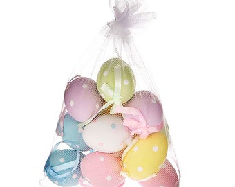 Hanging Easter Eggs 6cm Pastel Polka Dot x 12