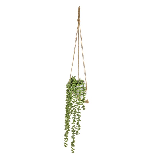 Hanging String Of Pearls or Senecio Artificial Houseplant in a Pot 43cm/17 Inches