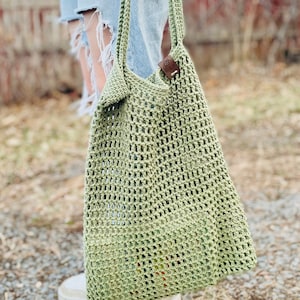Crochet Mesh Bag Pattern PDF Download Beginner Friendly Large Tote Mesh Bag Crochet Market Bag Fine Mesh Beach Bag Over The Shoulder Tote