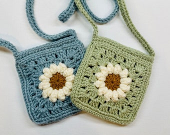 Daisy Crochet Portemonnaie Muster Sonnenblume Tasche mit Riemen Oma Quadrat Muster Crossbody Purse Crochet Pattern Purse Purse Pattern Crochet