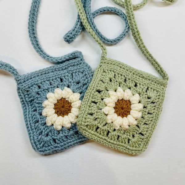 Sac à main motif marguerite au crochet Sac tournesol avec bandoulière Sac à main grand-mère carré au crochet Patron sac à main rapide au crochet