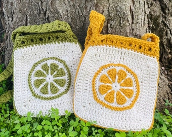 Lemon Bag Crochet Pattern PDF Summer Purse Citrus Crochet Lime Purse Pattern Fruit Crochet Pattern Digital Crochet Birthday Present Handbag