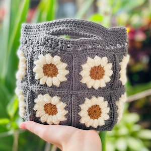 Häkeltasche Tragetasche Muster Häkelblume Puffy Tasche Häkelanleitung Mini Daisy Bag Floral Häkeltasche Muster Kleine Handtasche Häkelmuster