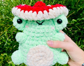 Crochet Frog Pattern Crochet Plushie Mushroom Pattern PDF Digital Beginner Crochet Pattern Amigirumi Pattern Doll Hat Cute Baby Animal