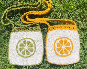 Citrus Crochet Purse Pattern Lemon Bag With Strap Granny Square Pattern Crossbody Purse Crochet Pattern Quick Purse Pattern Crochet