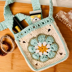 Summer Crochet Pattern PDF Digital File Colorful Crochet Purse Boho Crochet Bag Granny Square Bag Pattern Crochet Accessories Colorful