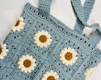 Large Everyday Crochet Purse Pattern For Mothers Large Tote Bag Pattern Intermediate Crocheted Gifts For Mothers Crochet Tote With Flowers