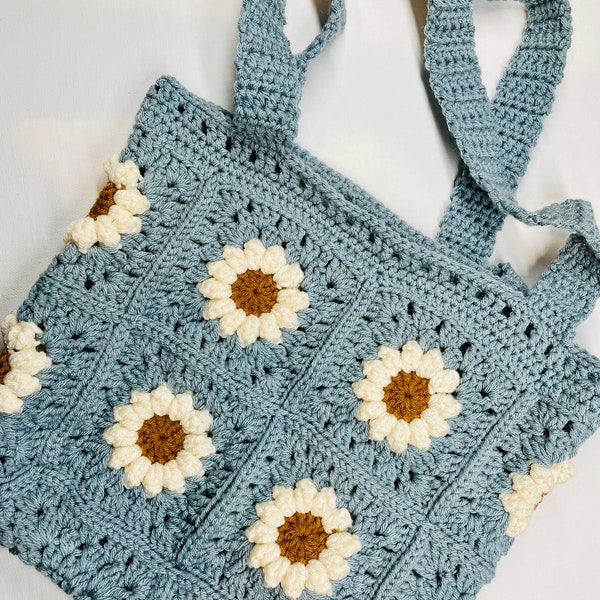 Large Everyday Crochet Purse Pattern For Mothers Large Tote Bag Pattern Intermediate Crocheted Gifts For Mothers Crochet Tote With Flowers