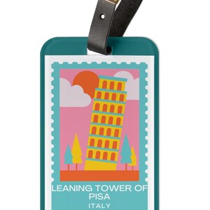 Vintage Leaning Tower of Pisa Luggage Tag, Travel Accessory, Unique Gift for Travelers, Vacation Decor, Vintage Bag Tag, Wanderlust Tag