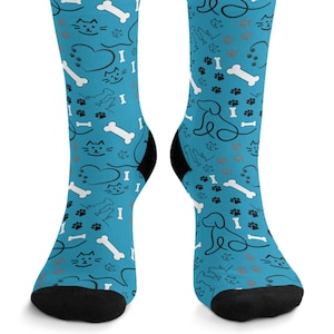 Eco-Friendly Pet Lover Socks | Fun Animal Print, Recycled Material, Great Gift for Dog/Cat Owners, Great gift for Cat/Dog Dad, Sustainable