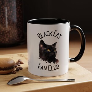 Galaxy Cat Mug, Black Cat Fan Club, Cat Lover Gift, Cosmic Cat Drinkware, Outer Space Cat Kitchen Decor