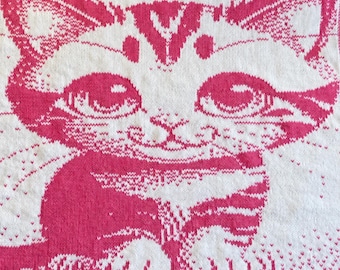 Kitten Baby Blanket Knitting Pattern: Double Knit Cat Afghan (PDF)