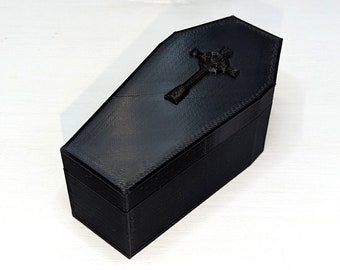 Coffin as a box with a cross on the lid - in your desired color - 10 cm - Halloween decoration - 3D printing