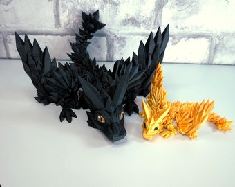 Beweglicher Drache mit Flügeln - verschiedene Größen - freie Farbauswahl - Winged dragon- Schreibtischspielzeug 3D Dekoration Drache Fidget