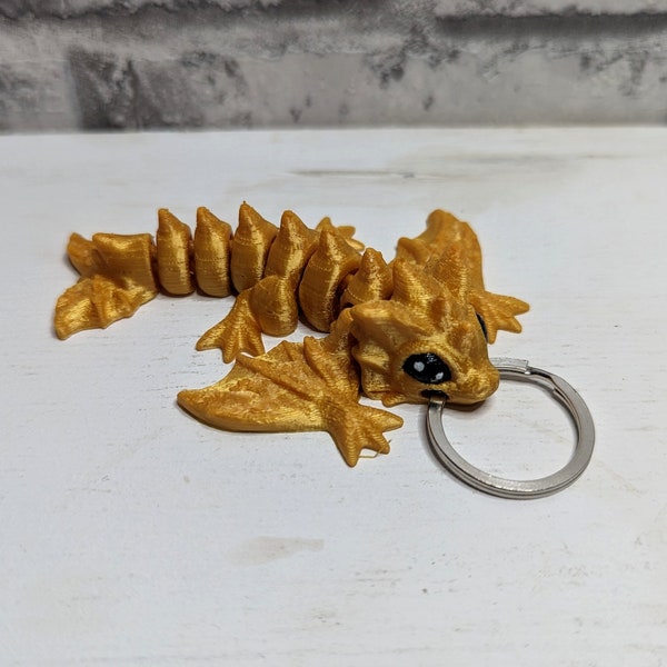 Beweglicher Gargoyle-Drache in Wunschfarbe als Taschenbaumler Schlüsselanhänger Talisman bewegliches Fidget Desk Toy in  3D Druck