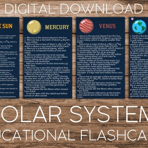 Flashcards voor het zonnestelsel - afdrukbare leerkaarten voor de ruimte - planeten voor kinderen - astronomiestudie - thuisonderwijs STEM