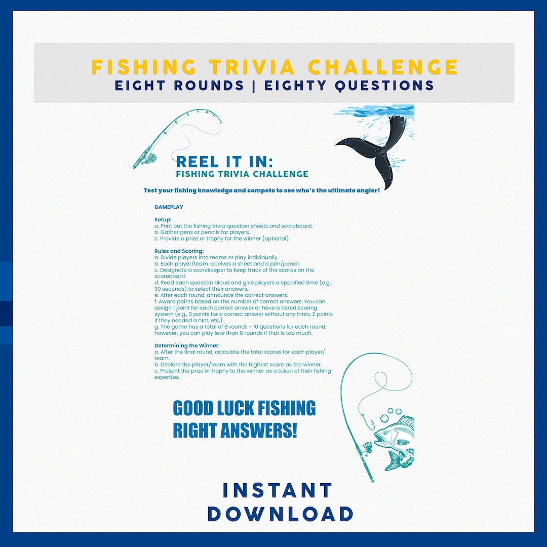Fishing Trivia Game Ultimate Fishing Quiz Fishing Game Etsy
