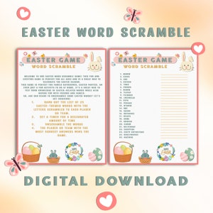 Easter Word Scramble Game Printable – Fun Easter Activity for Kids & Adults – Easter Party Game – Instant Download