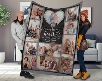 Memory Blanket With Grandma and Grandpa's Photos Personalized, Custom Photo Collage Memorial Blanket, Bereavement Gift, Grief Blanket Custom