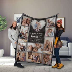 Memory Blanket With Grandma and Grandpa's Photos Personalized, Custom Photo Collage Memorial Blanket, Bereavement Gift, Grief Blanket Custom
