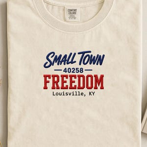 Embroidered Custom Patriotic Small Town Freedom Shirt, Zip Code USA Tee, Independence Day Gift