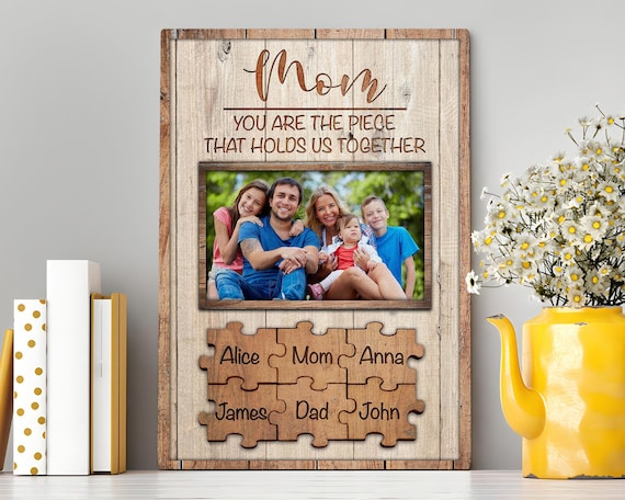 Mothers day gifts from son and daughter - Mom your are the piece canvas -  Custom photo canvas - Mom birthday gift