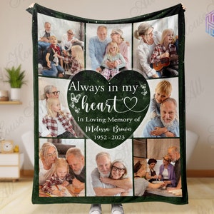 Personalized memorial blankets with pictures for loss of mother, Custom photo collage In memory blanket, Christmas blanket loss of grandma image 7