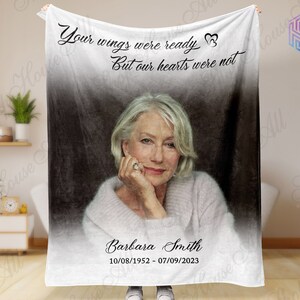In memory blanket, Loss of mother memorial photo blanket, Christmas blanket, Grief blanket Xmas gift, Remembrance blanket for loss of wife