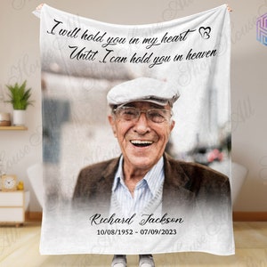 Loss of father memorial blankets with photo, Christmas blanket, In loving memory blanket, Grief blanket loss of grandpa, Sympathy blanket