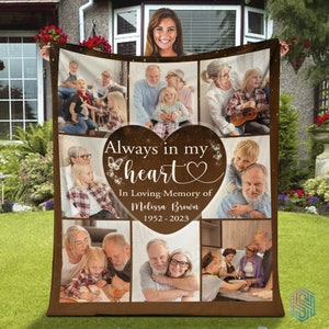 Personalized memorial blankets with pictures for loss of mother, Custom photo collage In memory blanket, Christmas blanket loss of grandma image 8