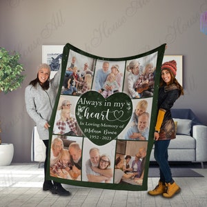 Personalized memorial blankets with pictures for loss of mother, Custom photo collage In memory blanket, Christmas blanket loss of grandma image 2