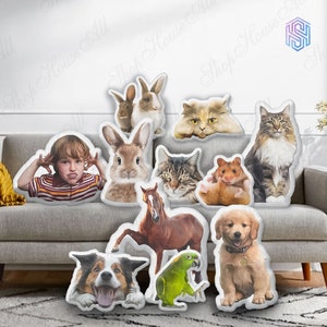 Personalized Dog/Cat Photo Pillow, Custom 3D Pet Pillow from Photo, Animal Shaped Pillow, Double Printed Pet Pillow, Pet memorial gifts