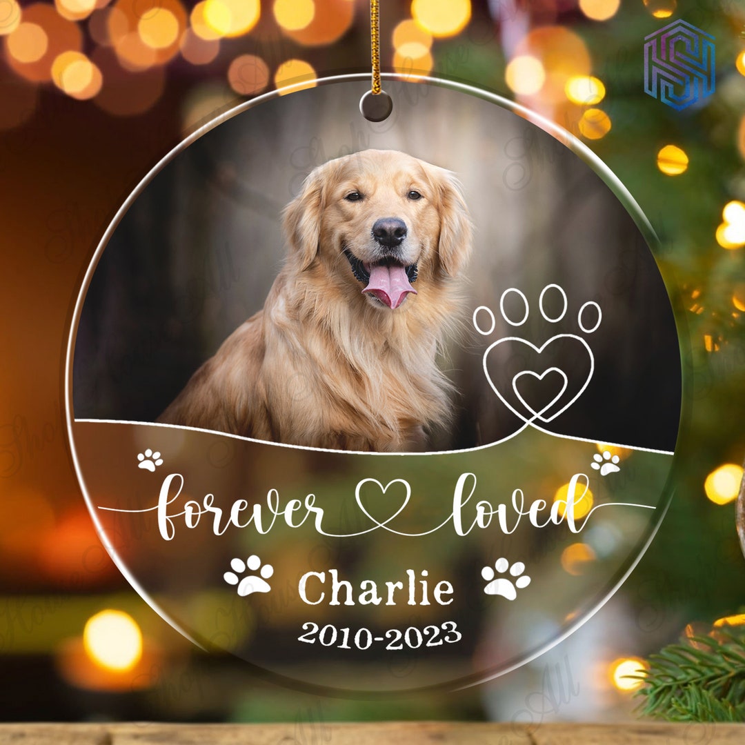 WhatSign Picture Frame Dog Memorial Christmas Ornaments 2023 Dog Pet Gifts Tree Decorations Sympathy Remembrance Bereavement Loss Cat