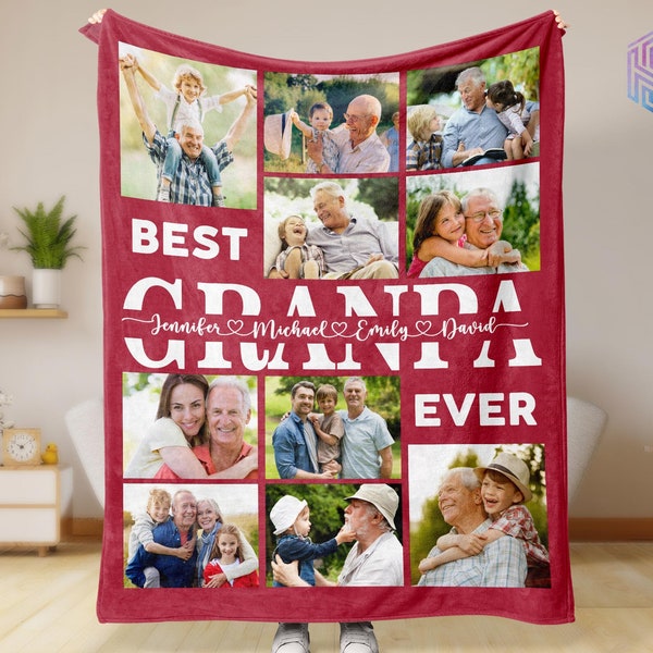 Best grandpa ever photo blanket, Grandpa Christmas gift from granddaughter, Photo birthday gift for grandpa, Grandparents gift, Xmas gift